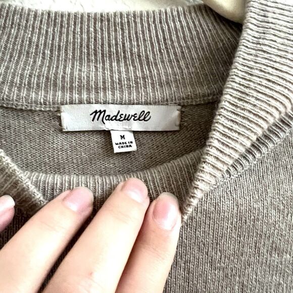Madewell Ashbury Merino Wool / Alpaca Blend Mock Neck Sweater in Hthr Hazelwood - Picture 7 of 11